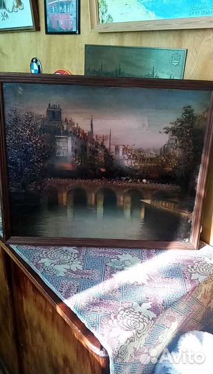 Картина старинная маслом на холсте 42 x37