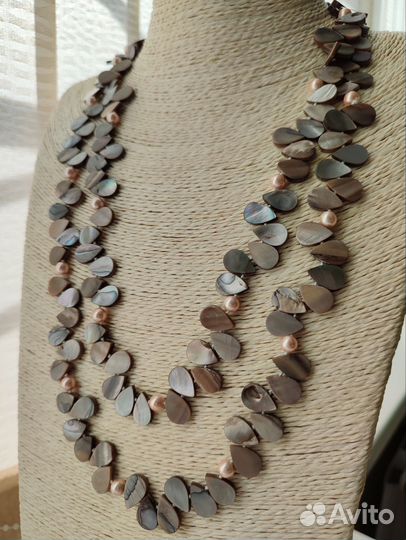 Бусы 126см из натурального Перламутра