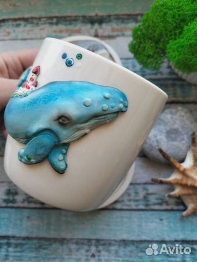 Кружка с декором из полимерной глины
