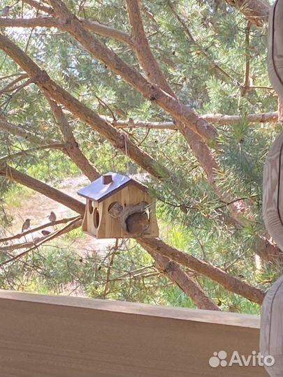 Кормушка для птиц и белок из дерева
