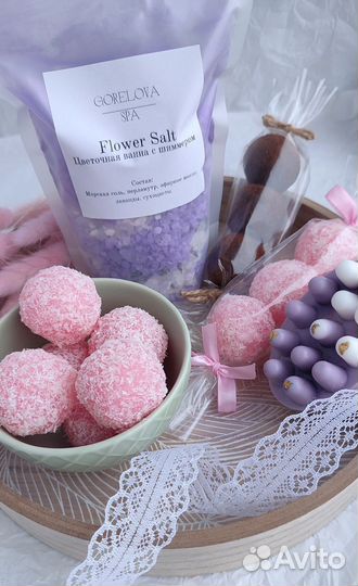 Мыло с люфой, скраб, соль для ванн, спа косметика