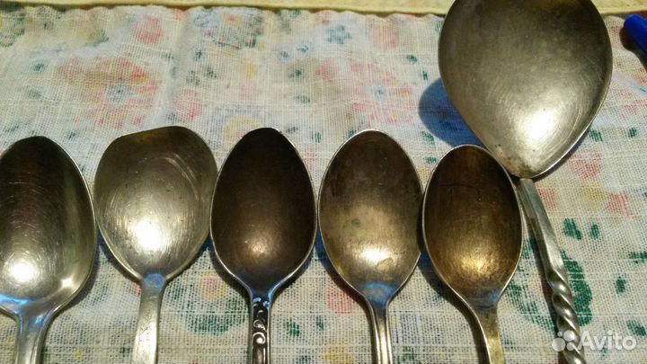 Мельхиор ложки 6 шт разные