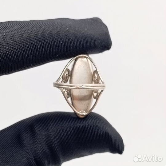 Кольцо бижутерия камень узор завитки СССР Винтаж