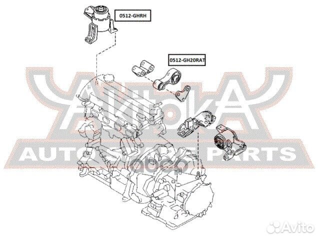 Подушка двигателя ат зад прав/лев 0512-GH20