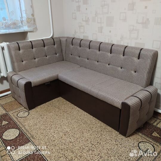 Диван угловой на кухню Верона Рогожка темная