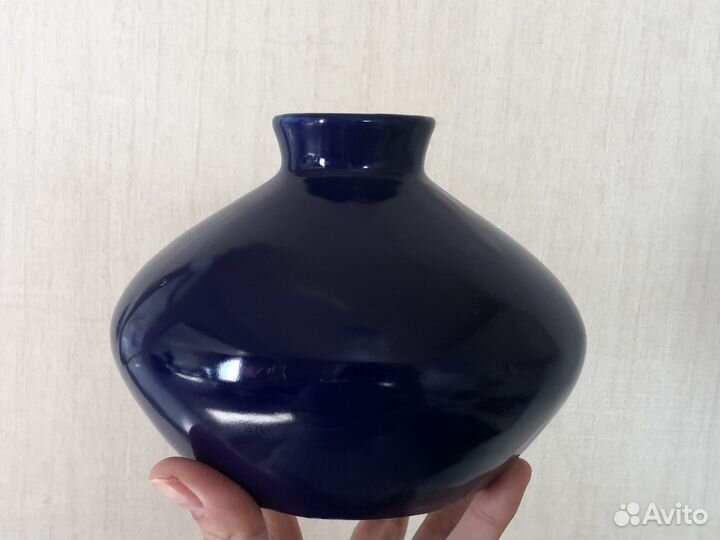 Ваза интерьерная керамика синяя