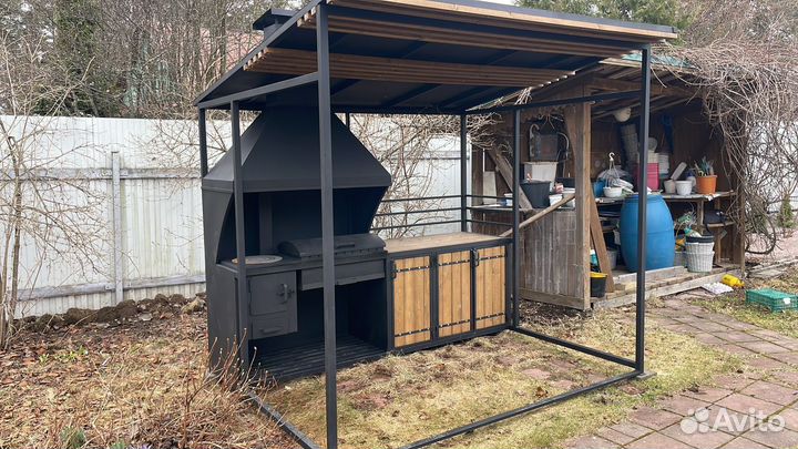 Мангальная зона с крышей / Мангал