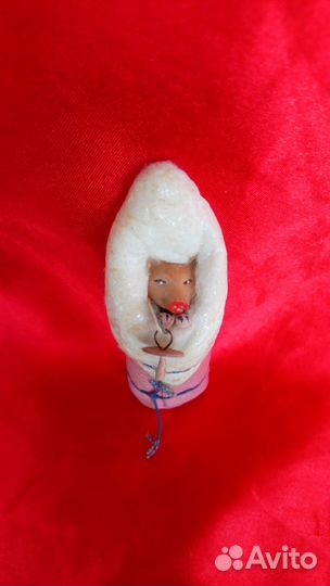 Елочная игрушка ватная старая антикварная редкая