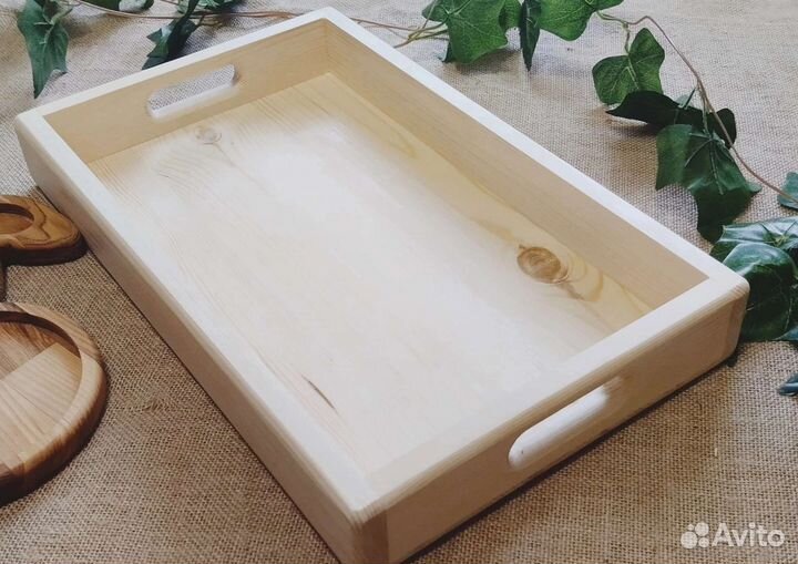 Поднос деревянный. столик для завтрак для декора
