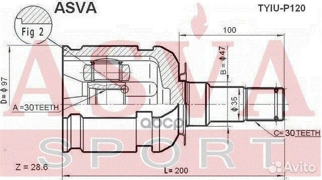 Шрус внутренний tyiup120 asva