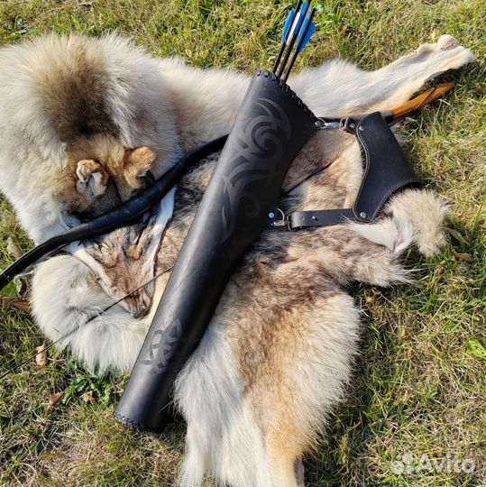 Колчан для стрел из натуральной кожи с гравировкой