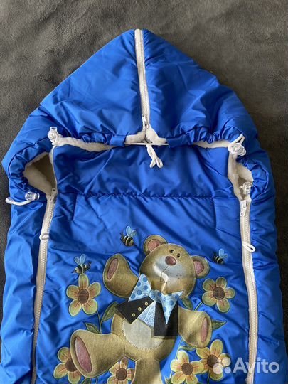 Меховой конверт в коляску новый