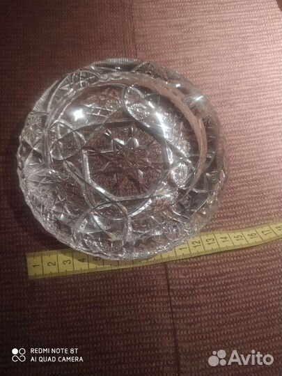 Хрустальная пепельница. Времён ссср. Диаметр 15см