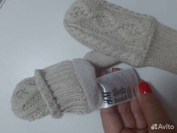 Шапка и варежки h&m 86-92