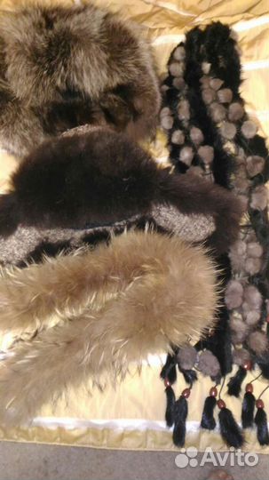Шарф из норки, шапки с мехом, опушка енота пакетом