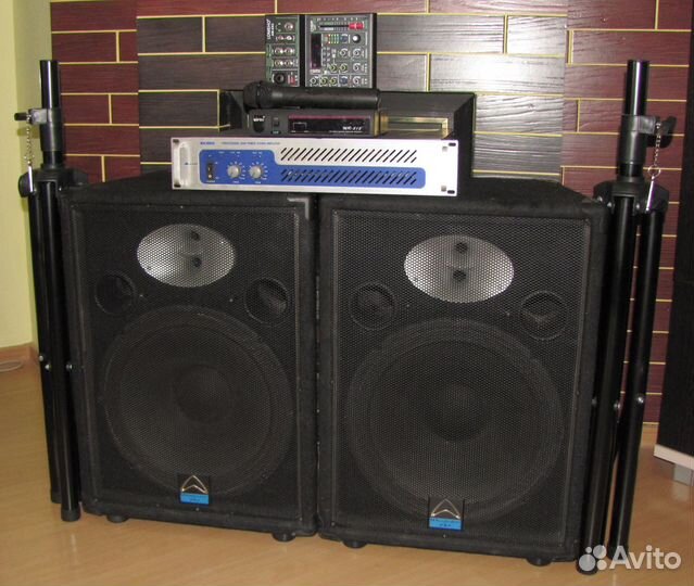Колонки WDL 1200W Усилок Микшер Микрофон Треноги