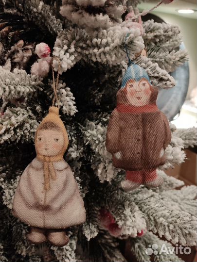 Комплект 2 ватные елочные игрушки