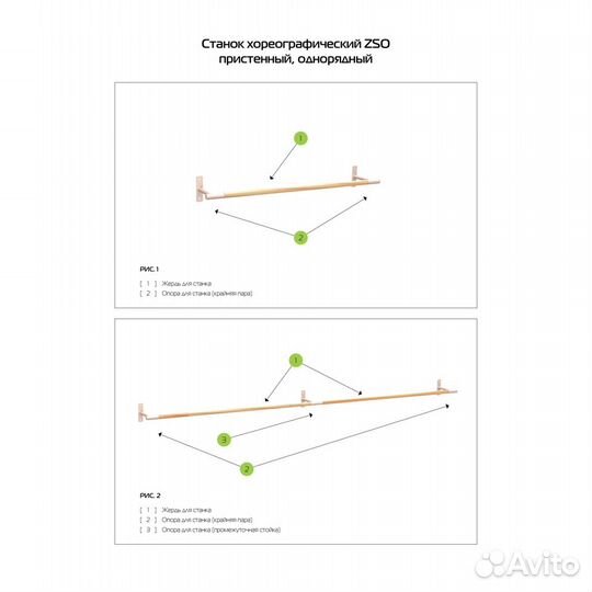 Станок хореографический однорядный пристенный