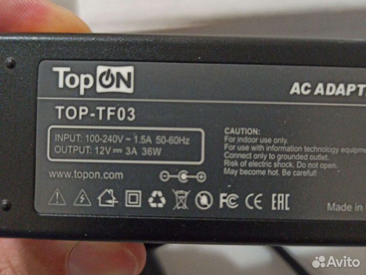 Блок питания 12V 3A 36W 2.5mm