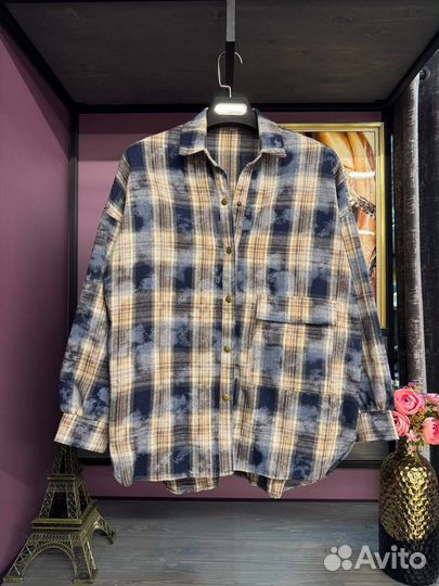 Рубашка в клетку оверсайз женская