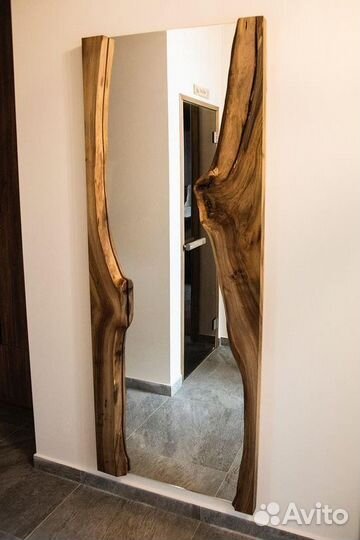 Зеркало из спила натурального дерева