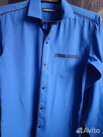 Рубашка на мальчика, 38 размер, синяя