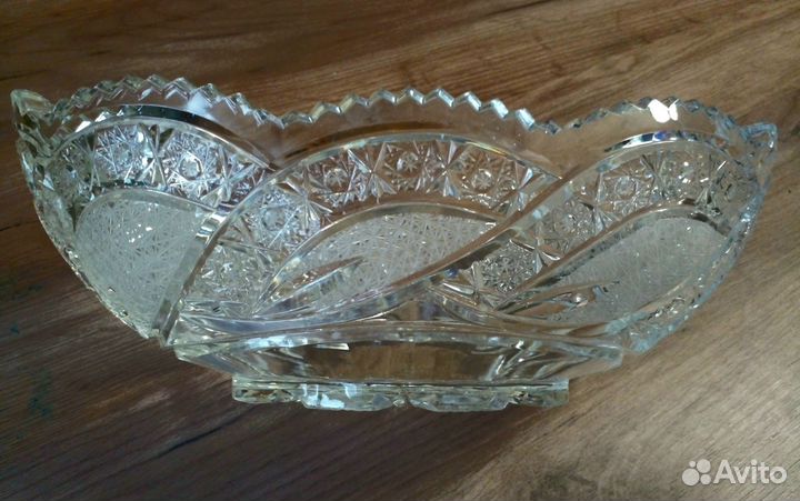 Хрустальная ваза салатник (ладья) Хрусталь СССР