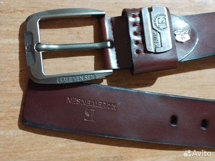 Мужской кожаный ремень коричневый, 120см