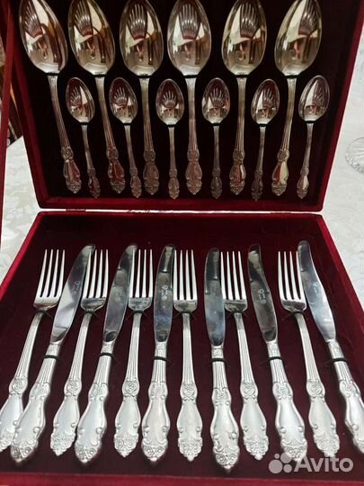 Мельхиоровый набор серебряная роза