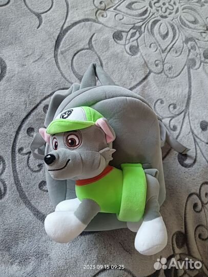 Детский плюшевый рюкзак щенячий патруль Рокки