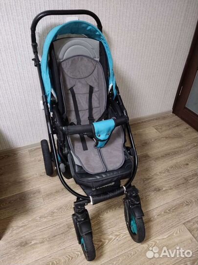 Детская коляска, голубая