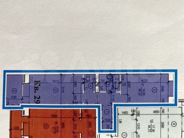 2-к. квартира, 48 м², 5/5 эт.