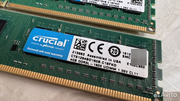 Оперативная память Crucial DDR3L 1600 udimm