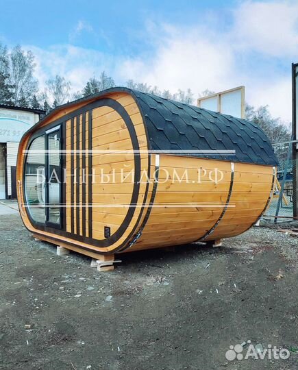 Баня Бочка с панорамным окном