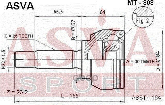 ШРУС наружный 30x57x25 MT-808 asva