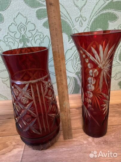 Ваза хрустальная СССР красная