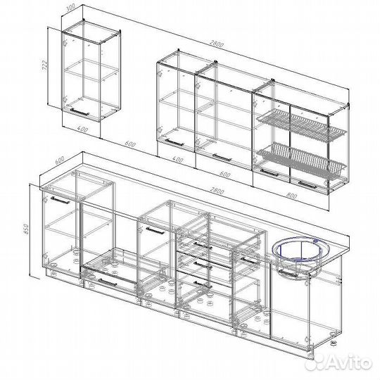 Кухня прямая новая 2,8 м