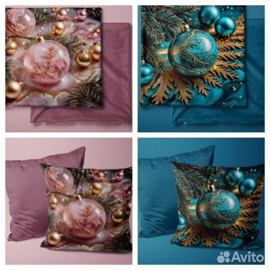 Новогодние подушки, наволочки, кухонные прихватки
