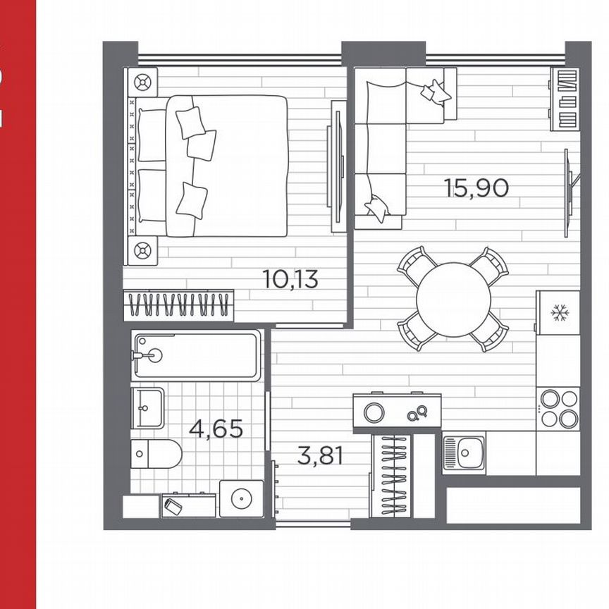 1-к. квартира, 34,5 м², 1/5 эт.