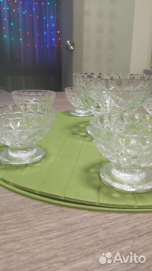 Розетки пресованый хрусталь для десертов 6 штук