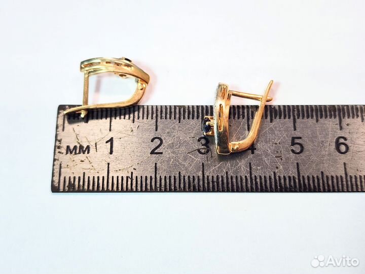 Золотые серьги с сапфирами брилл. (на Дмитриева)