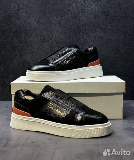 Кроссовки мужские классические кожаные santoni