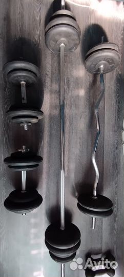 Скамья для жима лежа со стойками.Штанги,Гантели