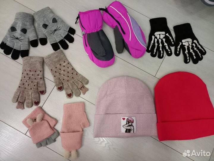 Шапки краги перчатки шарф на мальчика и на девочку