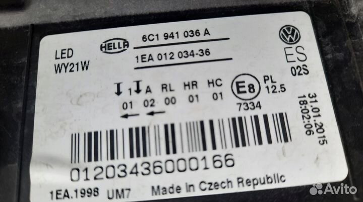 VW polo GTI 6C1 фара правая