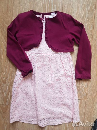 Комплект: кружевное платье и болеро р.116
