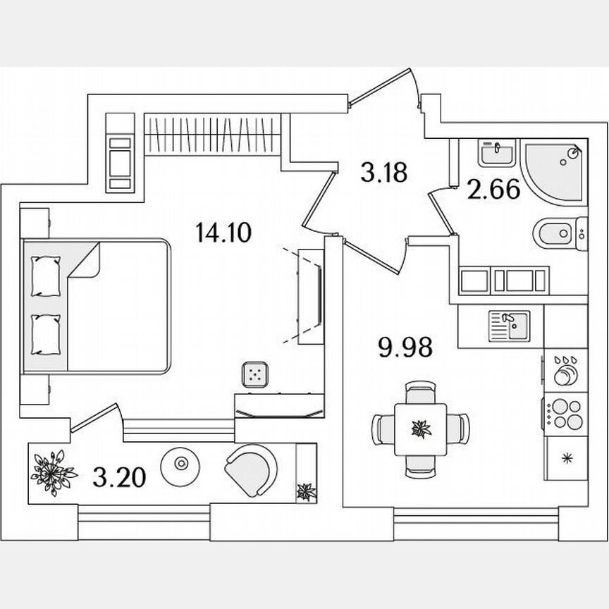 1-к. квартира, 31,5 м², 23/23 эт.