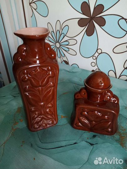 Глиняная посуда СССР и пивная хрустальная кружка