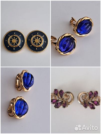 Винтажные Серьги клипсы Trifari ар деко америка