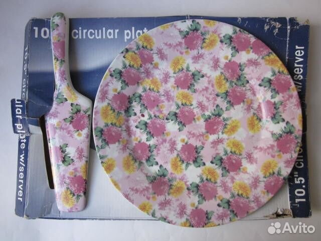 Тарелка под торт с лопаткой новая
